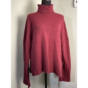 J Crew Womens Sweater Burgundy Red Turtleneck Wool Alpaca Soft‎